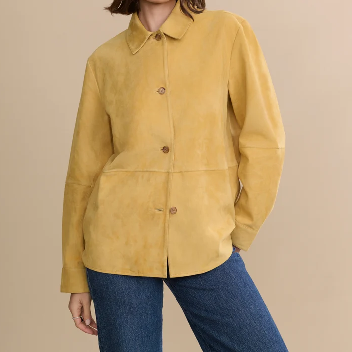 Chaqueta camisa ante de corte amplio ligera